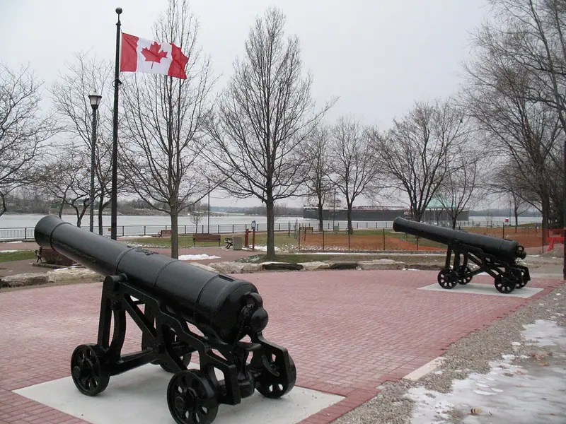 Historic cannons at King's Navy Yard Park on Amherstburg's waterfront