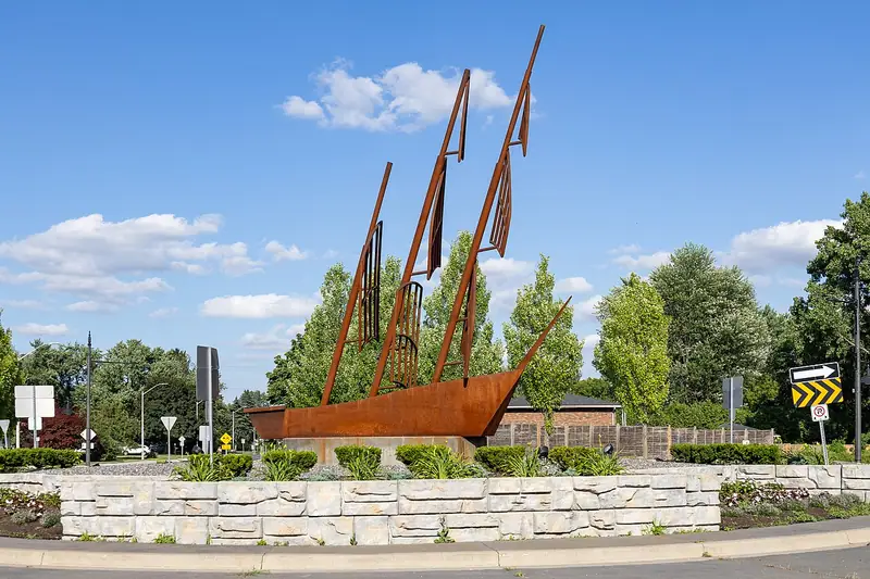 Le Griffon ship sculpture in LaSalle, Ontario